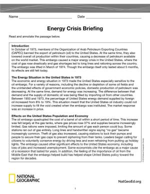 Energy Crisis Briefing