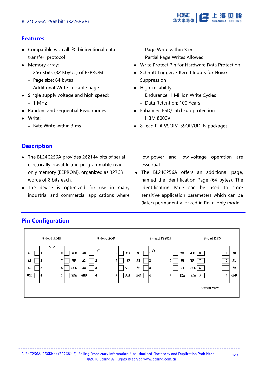 Features Description Pin Configuration