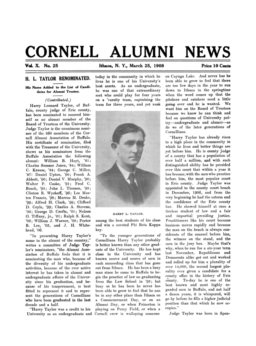 CORNELL ALUMNI NEWS Vol X