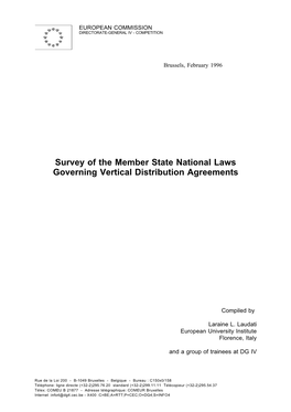 Survey of the Member State National Laws Governing Vertical Distribution Agreements