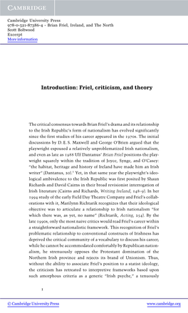 Introduction: Friel, Criticism, and Theory