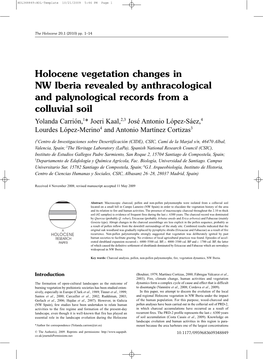Holocene Vegetation Changes in NW Iberia Revealed by Anthracological