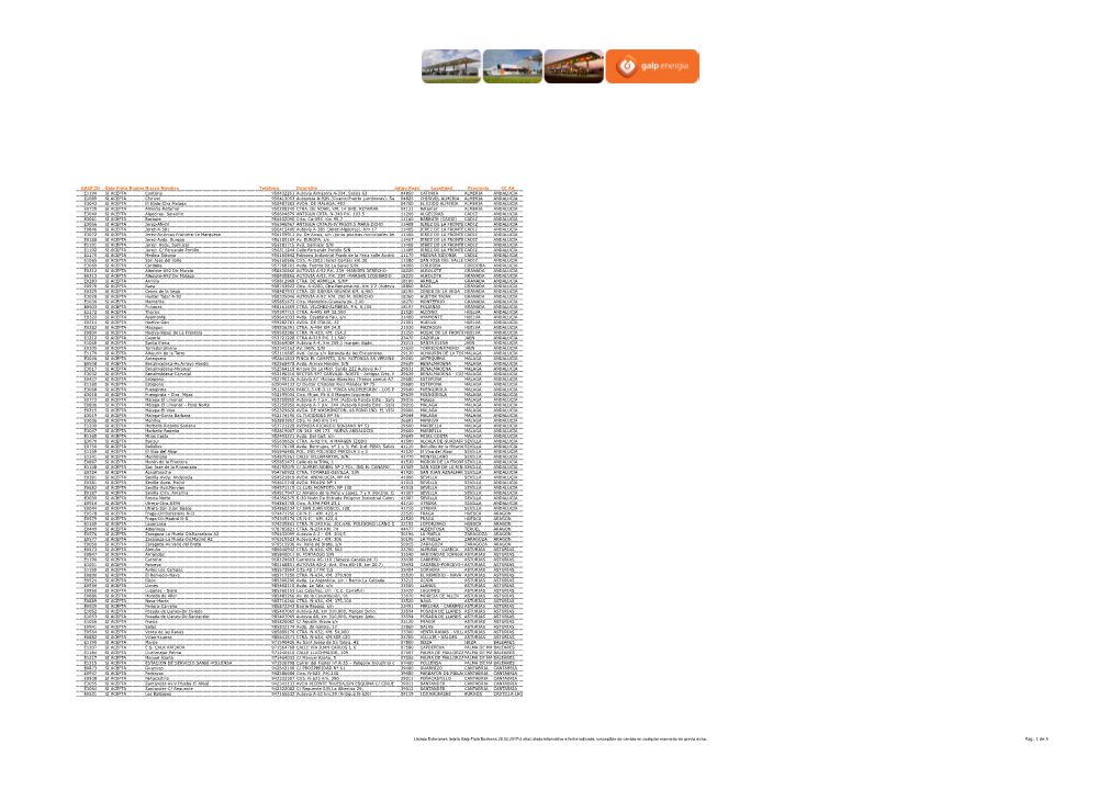 Listado Estaciones Tarjeta Galp Flota Business 28.02.2017-2.Xlsxlistado Informativo a Fecha Indicada, Susceptible De Cambio En Cualquier Momento Sin Previo Aviso