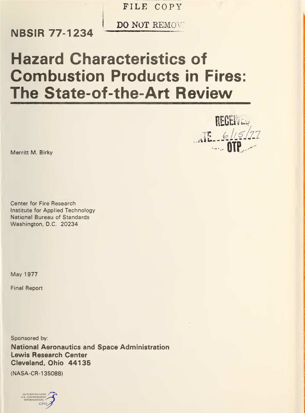 Hazard Characteristics of Combustion Products in Fires: the State-Of-The-Art Review