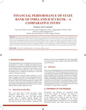 Financial Performance of State Bank of India and Icici