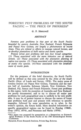 Forestry Pest Problems of the South Pacific — the Price of Progress*