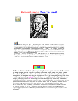Carolus Linnaeus (Carl Von Linné)