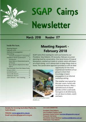 March 2018 Number 177 Meeting Report