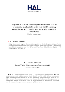 Impacts of Cosmic Inhomogeneities on the CMB: Primordial Perturbations in Two-Field Bouncing Cosmologies and Cosmic Magnetism In