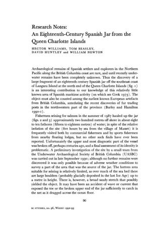 An Eighteenth-Century Spanish Jar from the Queen Charlotte Islands