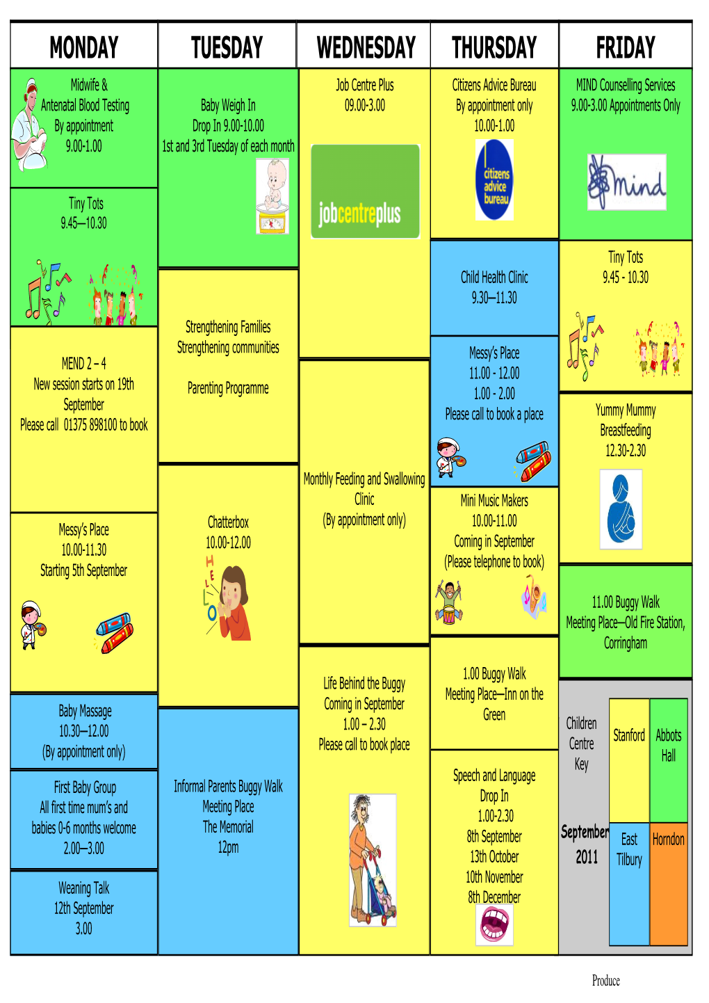 September 2011 Childrens Centre Timetable.Pub