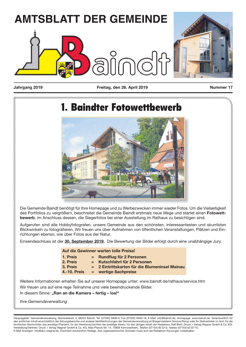 AMTSBLATT DER GEMEINDE 1. Baindter Fotowettbewerb