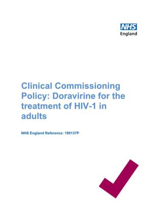 Clinical Commissioning Policy: Doravirine for the Treatment of HIV-1 in Adults
