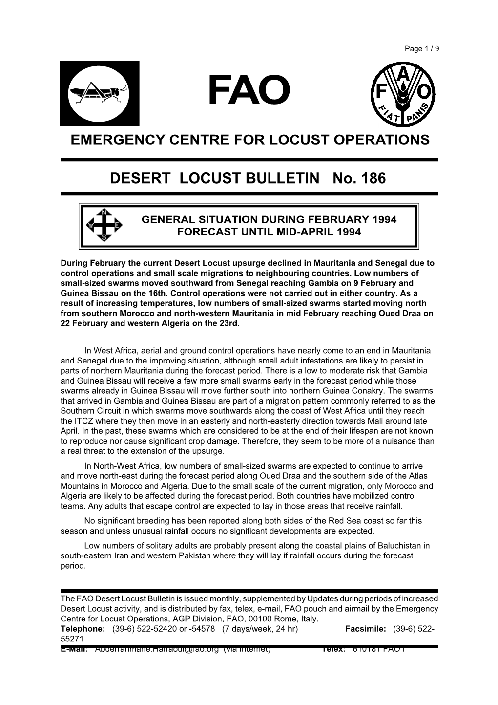 FAO Desert Locust Bulletin186 (English)