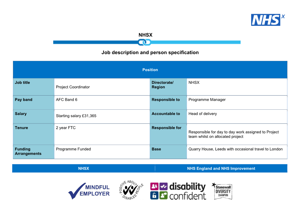 NHSX Job Description and Person Specification