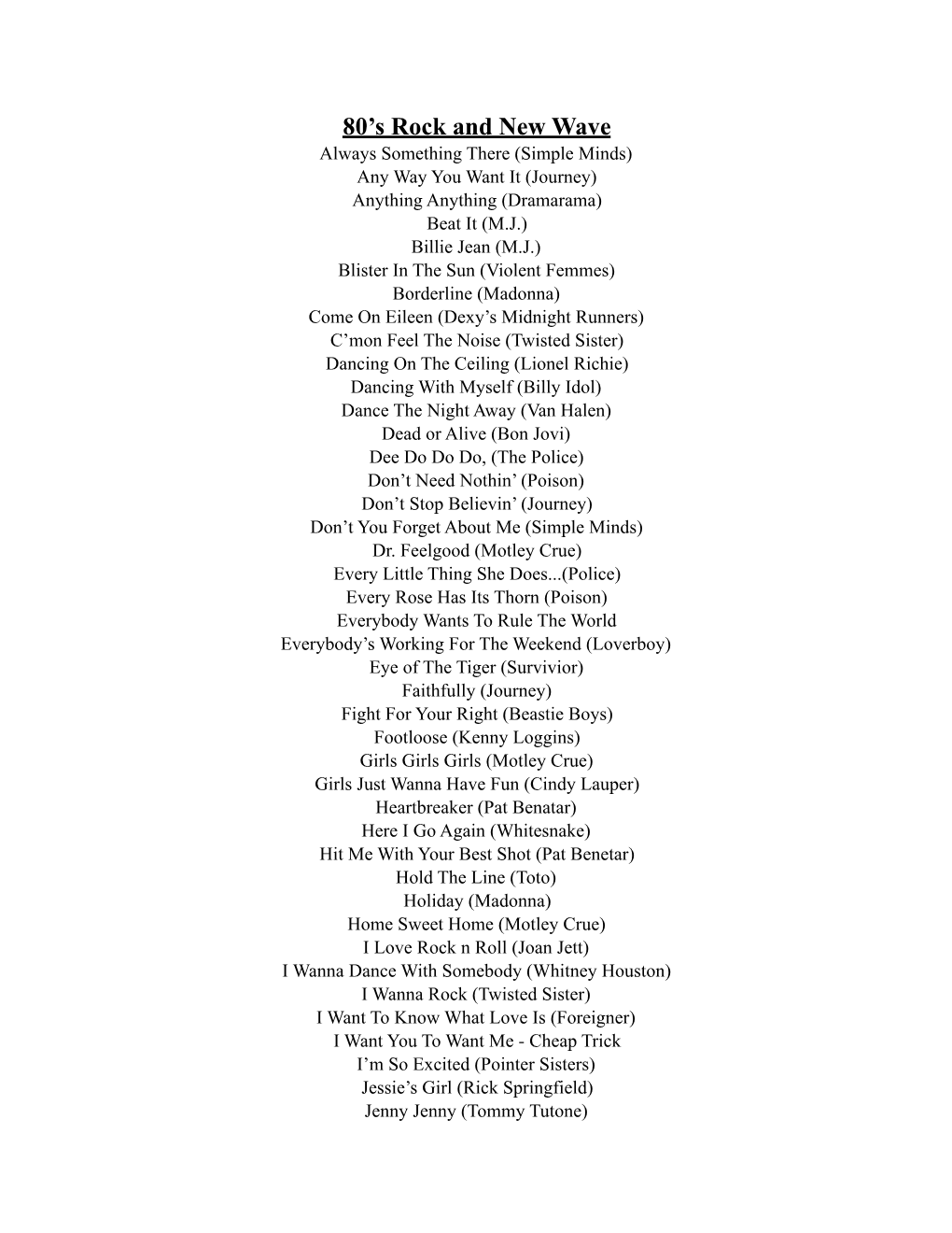 80S Master Song List.Pages