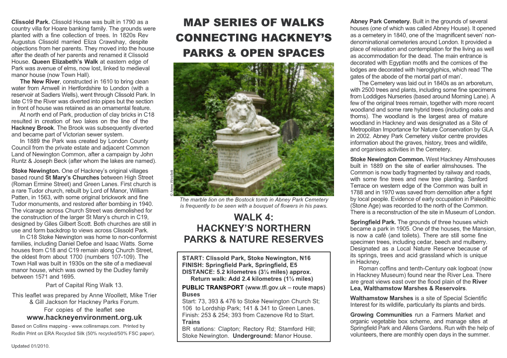 Map Series of Walks Connecting Hackney's