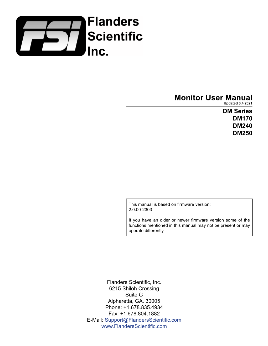 Monitor User Manual Updated 3.4.2021 DM Series DM170 DM240 DM250