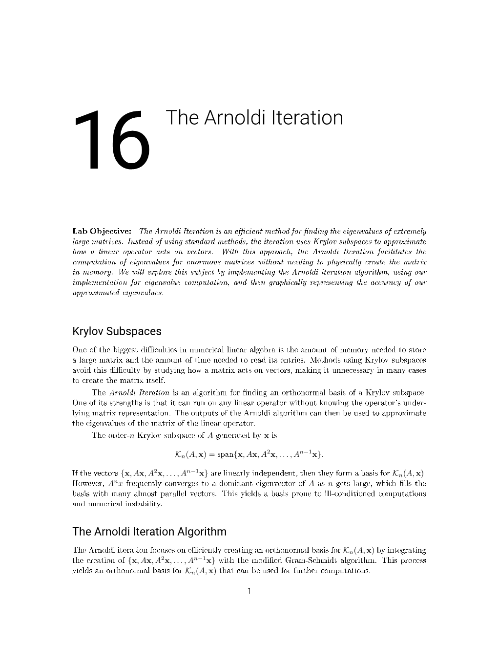 6The Arnoldi Iteration