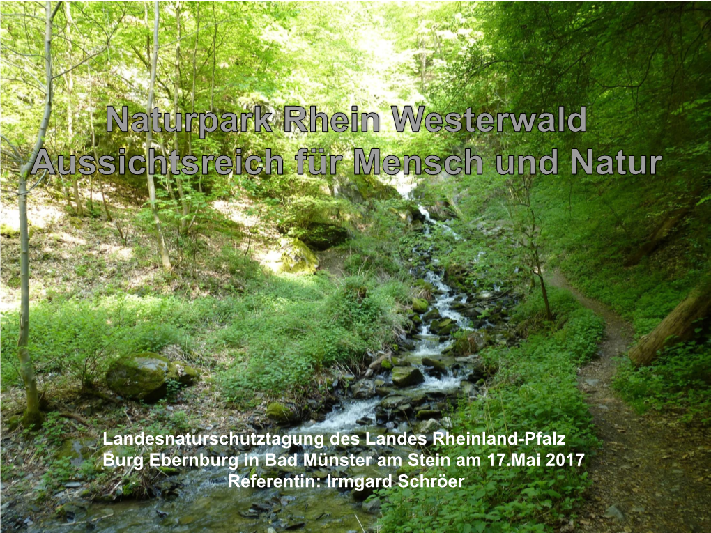 Naturpark Rhein-Westerwald E. V., Augustastraße 7-8, 56564 Neuwied Info@Naturpark-Rhein-Westerwald.De 2 Die Naturpark Region