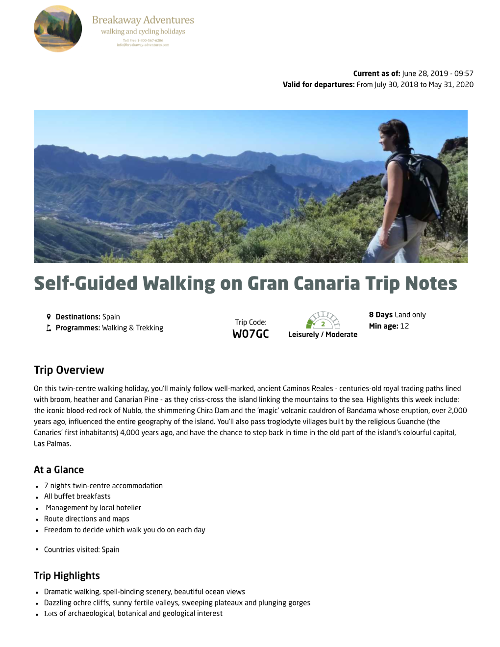 Self-Guided Walking on Gran Canaria Trip Notes