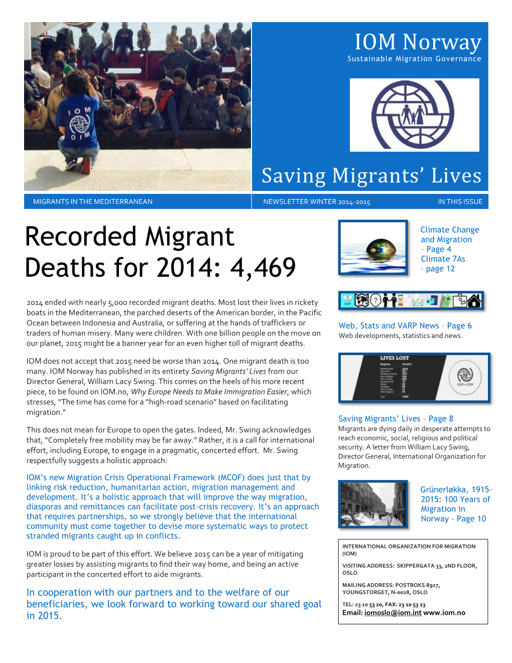 IOM Norway Winter 2014-2015 Newsletter