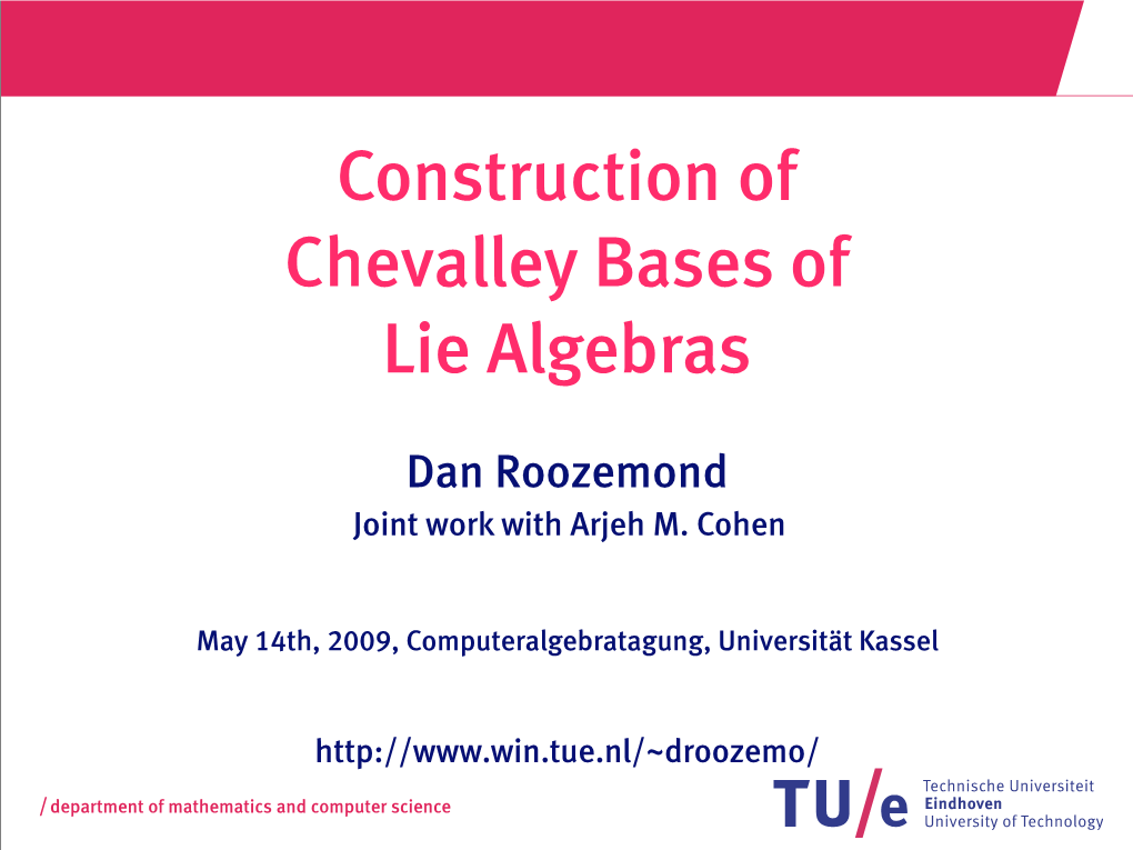 Construction of Chevalley Bases of Lie Algebras