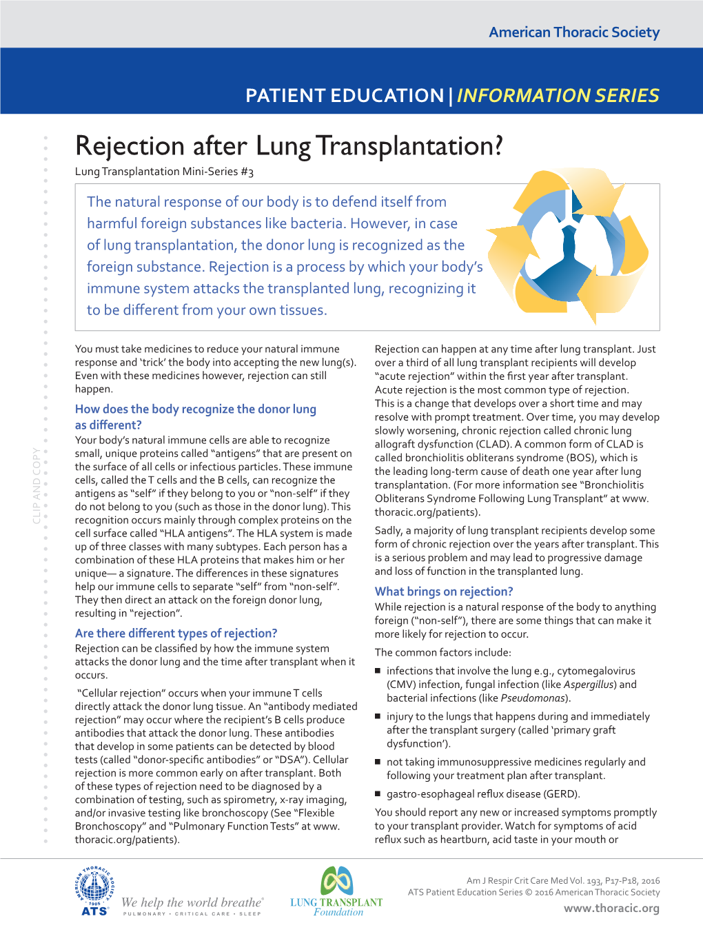 Rejection After Lung Transplantation? Lung Transplantation Mini-Series #3