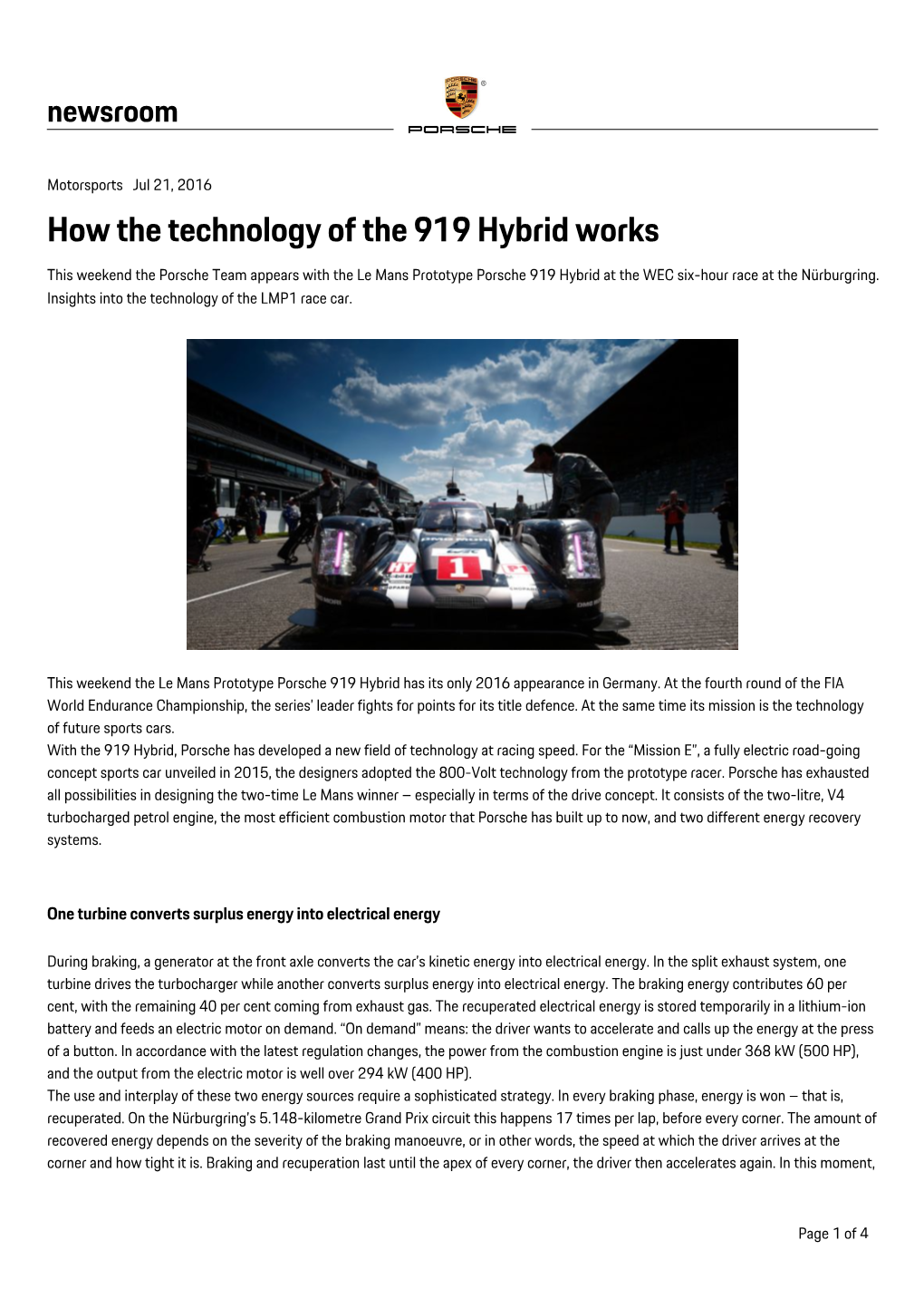 How the Technology of the 919 Hybrid Works