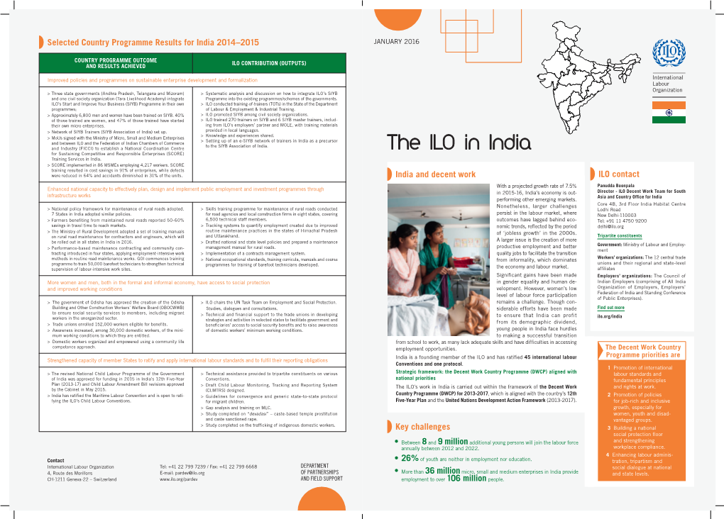 The ILO in India for Sustaining Competitive and Responsible Enterprises (SCORE) Training Services in India