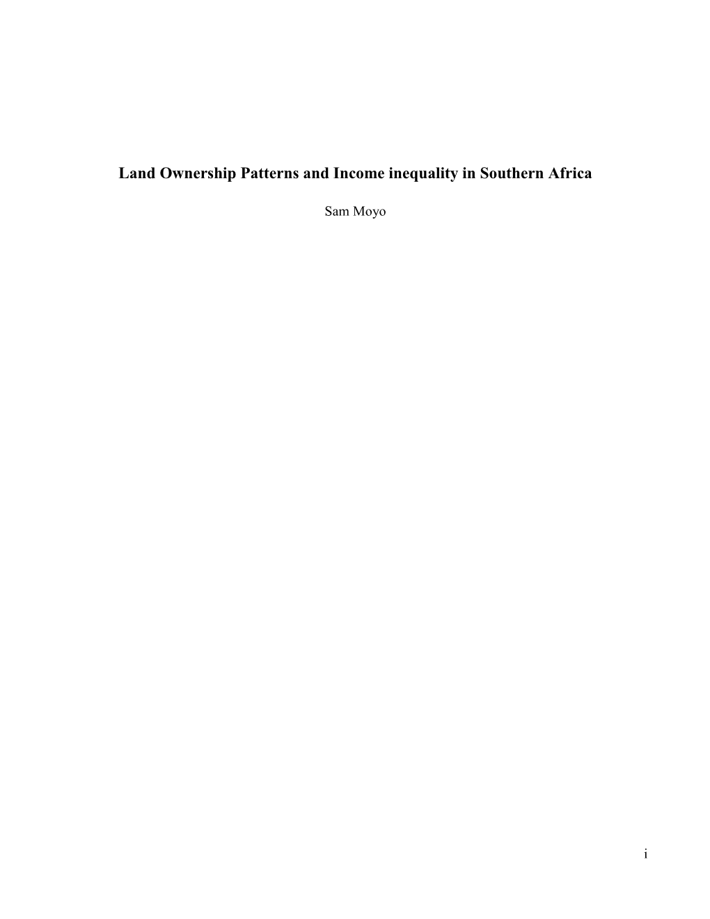 Land Ownership Patterns and Income Inequality in Southern Africa