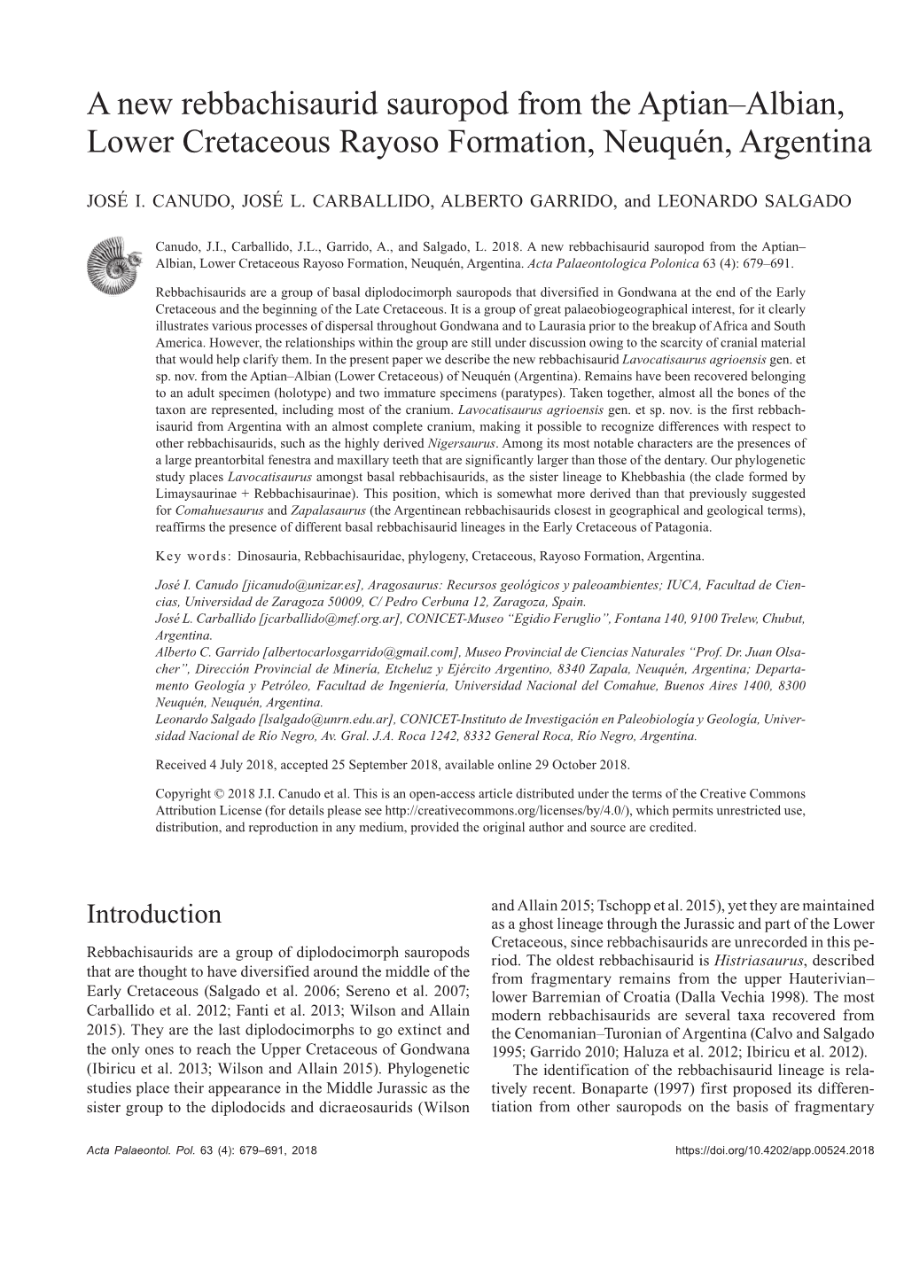 A New Rebbachisaurid Sauropod from the Aptian–Albian, Lower Cretaceous Rayoso Formation, Neuquén, Argentina