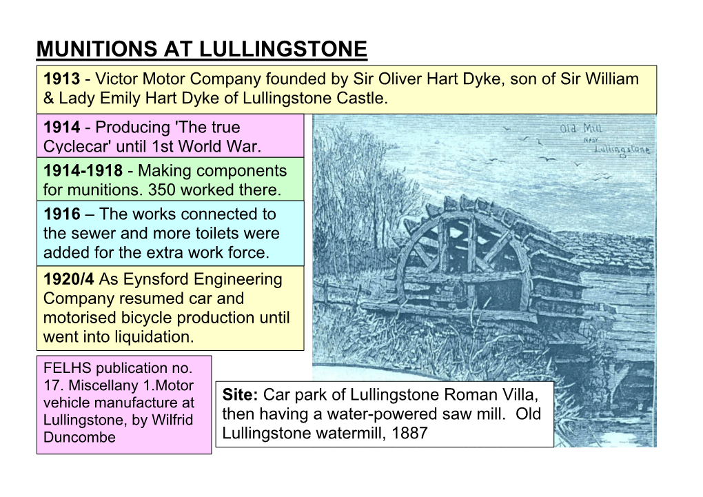 Munitions in Lullingstone