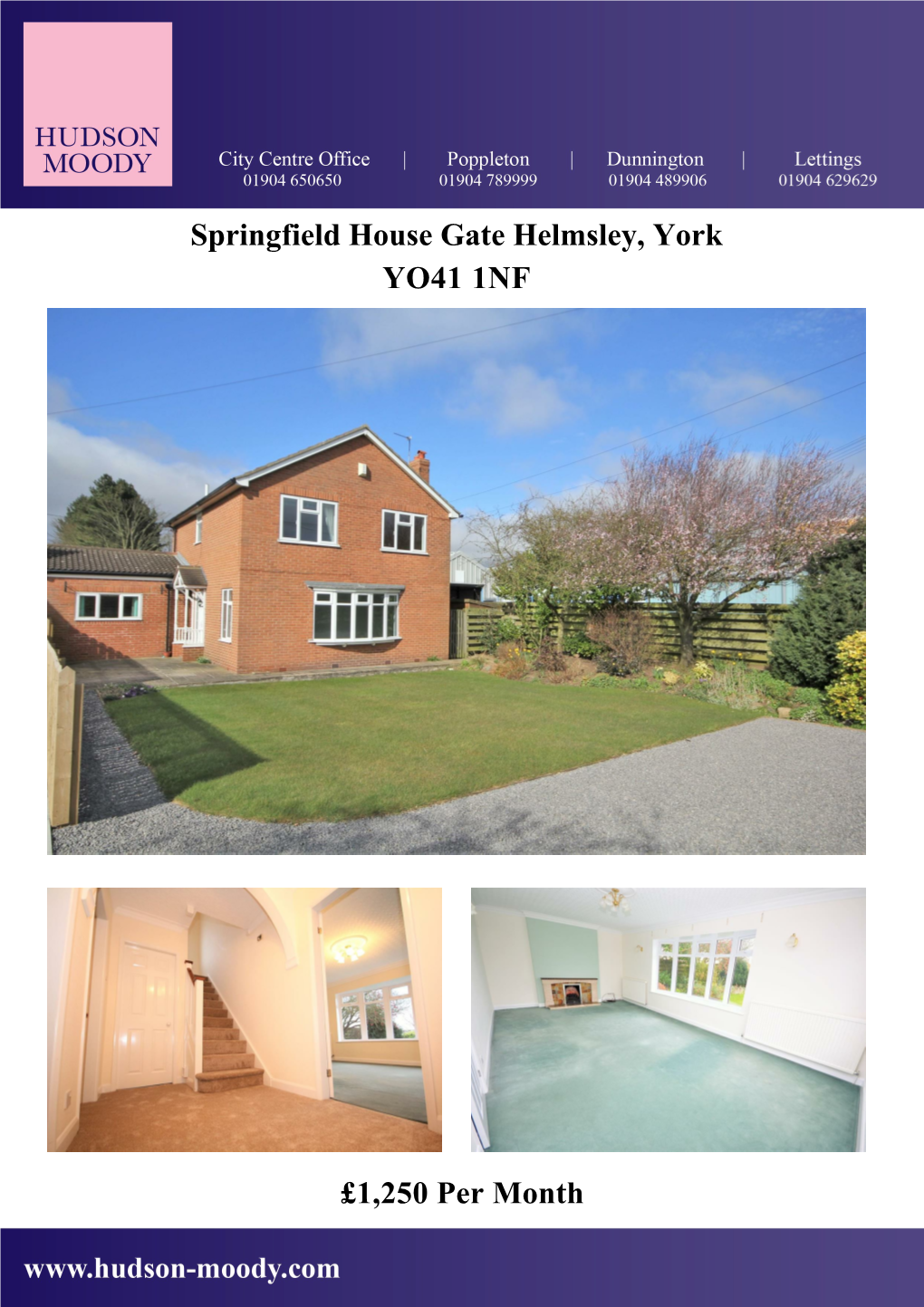 Springfield House Gate Helmsley, York YO41 1NF £1250 Per Month