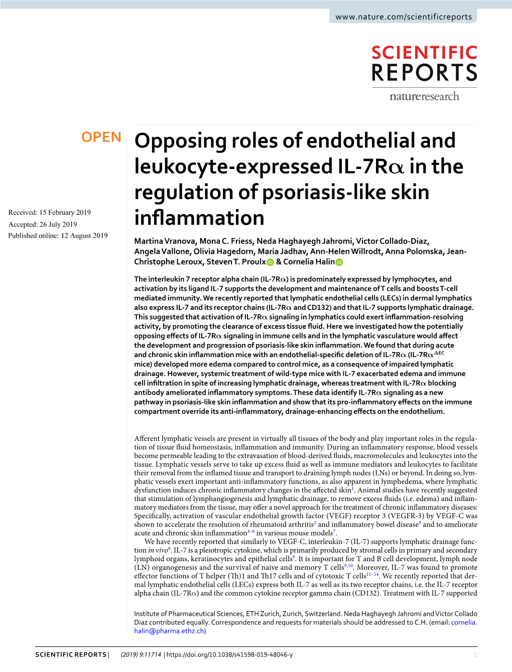 Opposing Roles of Endothelial and Leukocyte-Expressed IL-7Rα in The