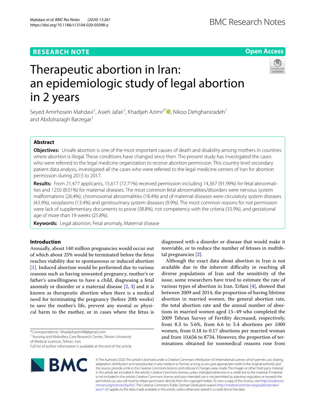 Therapeutic Abortion in Iran