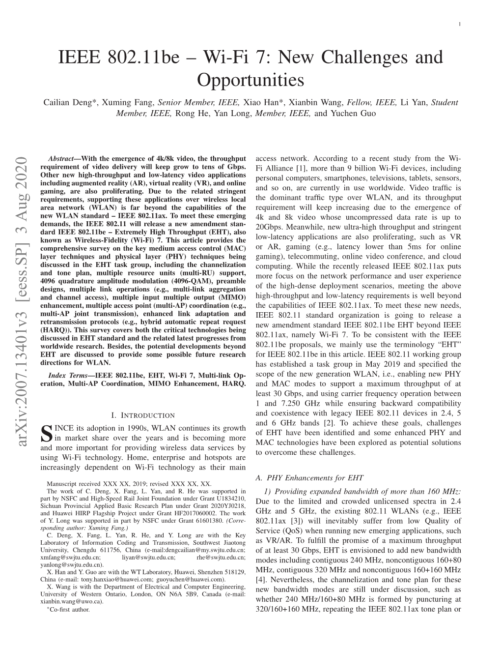 IEEE 802.11Be – Wi-Fi 7: New Challenges and Opportunities