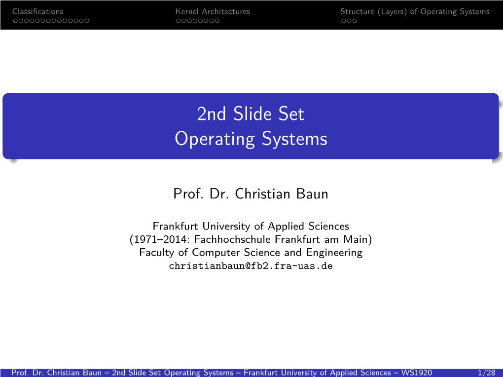 2Nd Slide Set Operating Systems