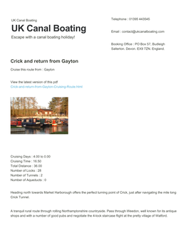 Crick and Return from Gayton | UK Canal Boating