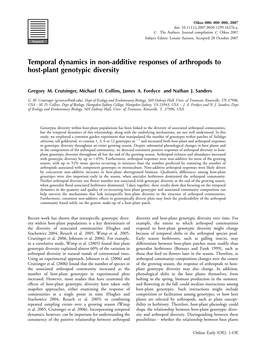 Temporal Dynamics in Non-Additive Responses of Arthropods to Host-Plant Genotypic Diversity