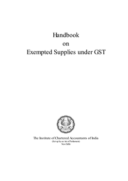Handbook on Exempted Supplies Under GST