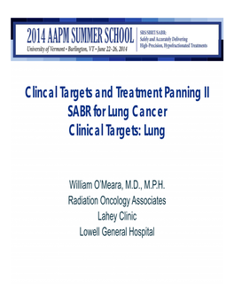 Lung Cancer Clinical Targets: Lung
