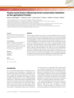 Psychosocial Factors Influencing Forest Conservation Intentions on The