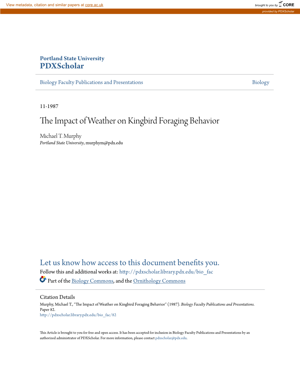 The Impact of Weather on Kingbird Foraging Behavior'