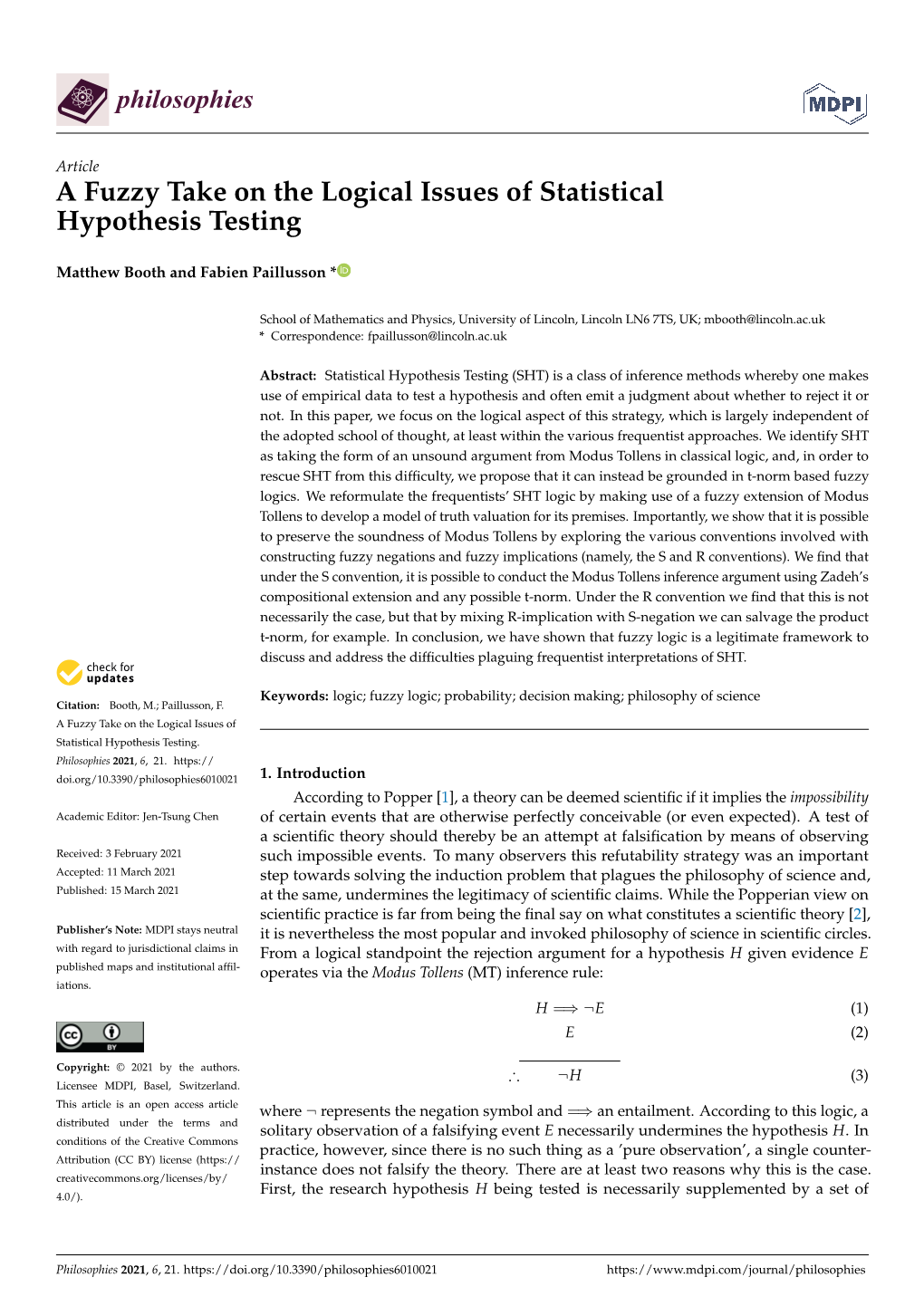 A Fuzzy Take on the Logical Issues of Statistical Hypothesis Testing