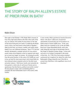 The Story of Ralph Allen's Estate at Prior Park in Bath1
