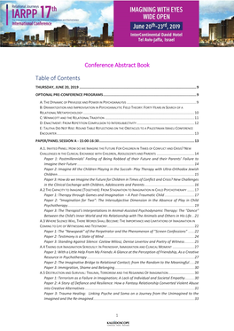 Conference Abstract Book Table of Contents