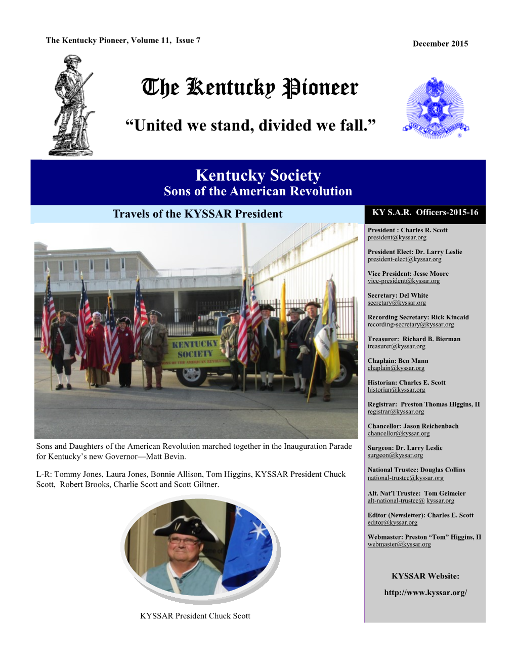 The Kentucky Pioneer, Volume 11, Issue 7 December 2015