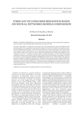 Forecast of Consumer Behaviour Based on Neural Networks Models Comparison
