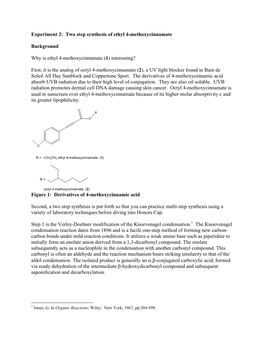 Experiment 2: Two Step Synthesis of Ethyl 4-Methoxycinnamate